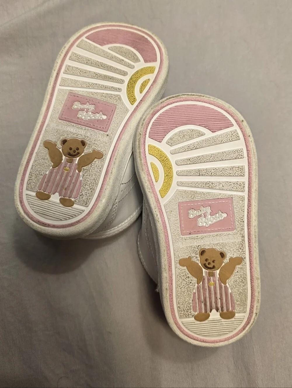 Vintage Y2K OshKosh White and Pink Toddler High-Top Sneakers